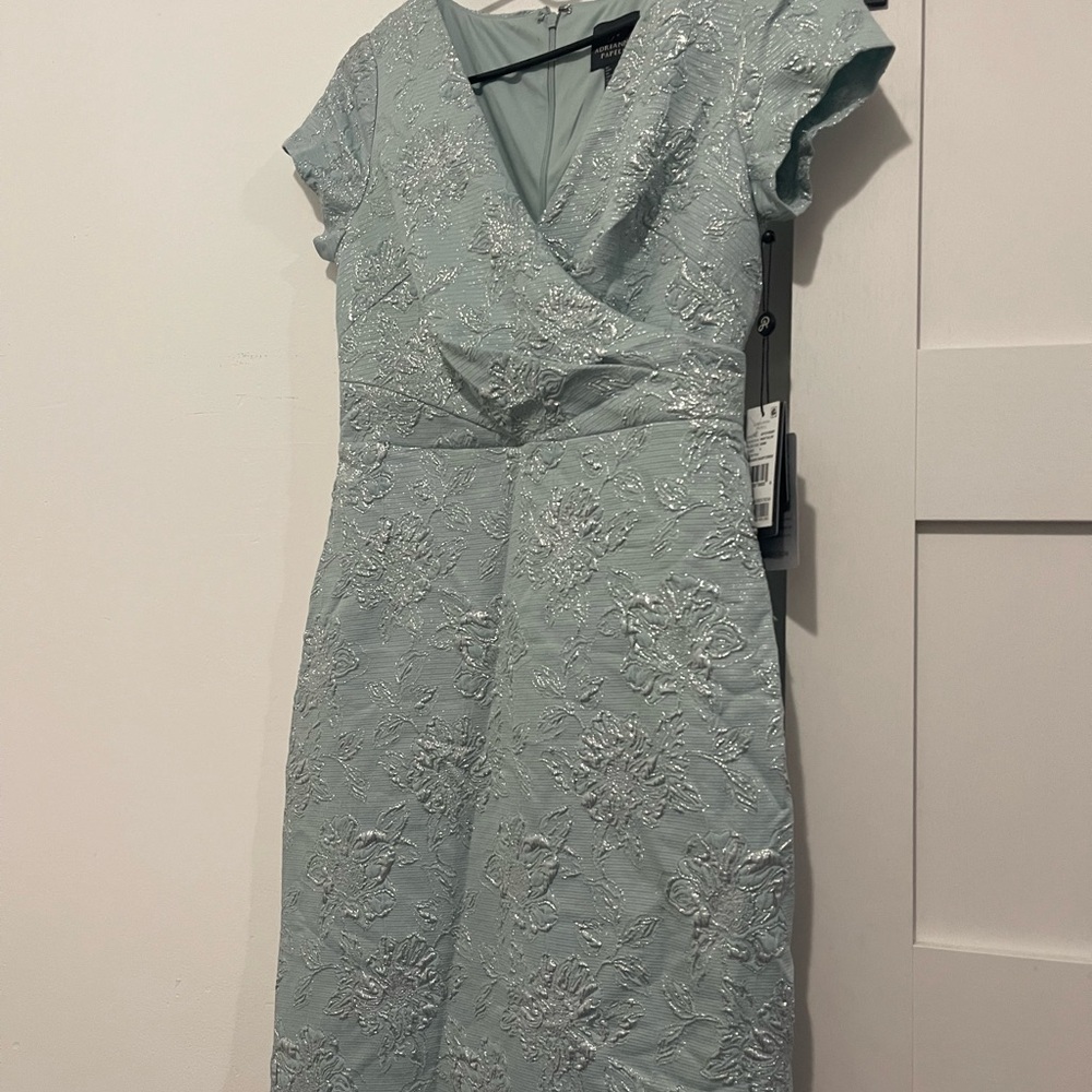 Brand New Nordstrom Adrianna Papell Floral Embroidered Midi Dress in Soft Blue